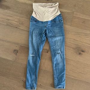 Indigo Blue distressed thin maternity jeans